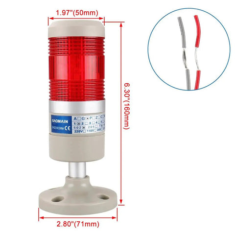 Industrial Signal Light Tower LED Alarm Red With Mounting Bracket For 110V Systems Continuous Red Indicator LGP 502T Round Tower Light 2W Durable Metal And Plastic Housing Ideal For Machinery And Control Panels Boss Quality