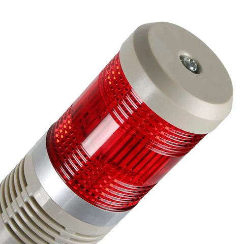 Industrial Red LED Signal Tower Light 1 Layer Stack With 15 Beads Per Layer For Bright Warning And Safety 110V Steady On No Buzzer