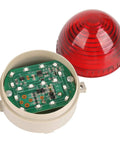 Open view of Red LED Warning Light Signal Tower Lamp N-3072 For AC 110V Industrial Use with circuit board and red cover