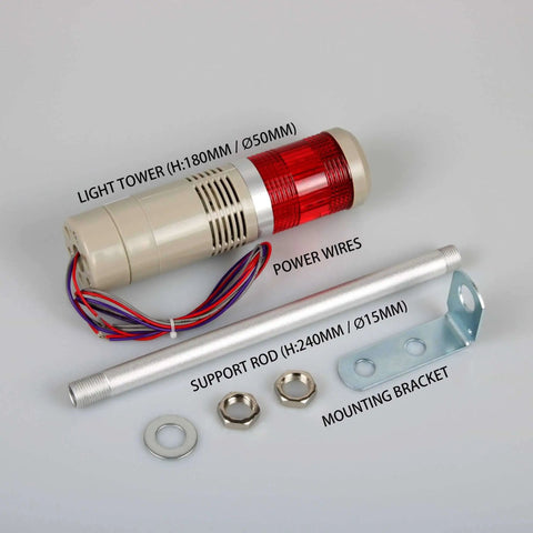 Industrial Red LED Signal Tower Light 1 Layer Stack With 15 Beads Per Layer For Bright Warning And Safety 110V Steady On No Buzzer