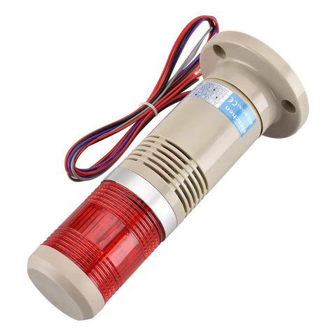 Tower Stack Light For Industrial Use 24V DC Red LED Alarm Flash Light With Built In Buzzer And Bright Signal Light Perfect As A Red Warning Beacon For Machinery And Production Lines Heschen