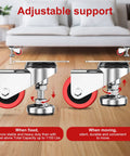 2 Inch Leveling Plate Caster Wheels With Adjustable Anti Vibration Leveling Feet Heavy Duty Swivel Casters shown in support mode