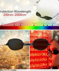 Red Light Therapy Glasses With Adjustable Fit For Eye Protection During Tanning, showcasing different wavelength protection