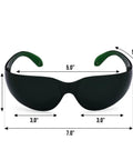 Front view of Red Light Therapy Glasses With Eye Protection 600-900nm For Safe Use, showing measurements and dark lenses.