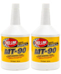 Two bottles of Red Line MT 90 75W 90 GL 4 Manual Transmission And Transaxle Lubricant MTL, front view