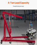 Heavy Duty 4 Ton Long Ram Hydraulic Jack With 8818 Lb Capacity For Engine Hoist And Garage Lifts, in red, lifting engine