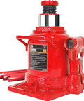 Beast Mode Low Profile Hydraulic Bottle Jack Twenty Ton Capacity Stubby Welded Frame With Serrated Saddle Lifts From Six And Five Eighths Inches To Ten And Fifteen Sixteenths Inches Red Finish Heavy Duty Auto Garage Tool By Torin