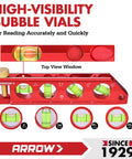 Compact 6.3 inch magnetic torpedo level with high-visibility bubble vials, top view windows, aluminum frame, dual scales.