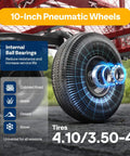 10-Inch Pneumatic Wheels with Internal Ball Bearings for Heavy Duty Mesh Steel Garden Cart Folding Utility Wagon with 880 Lb Capacity, Red.