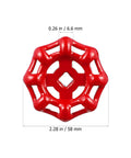 Red cast iron round wheel handle with square broach for outdoor faucet, shown with dimensions. Ideal for hose bibb valves replacement.