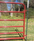 Farm gate attached with Patented T Post Hinge Pins For Easy Gate Hanging From Metal T Posts Made In USA Fully Patented Hardware