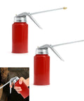 Two Pack Metal Hand Pump Oil Can For Cars And Motorcycles, 200 Ml Universal Motor Oil Dispenser, ergonomic handle, red finish