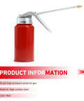 Two Pack Metal Hand Pump Oil Can For Cars And Motorcycles, 200 Ml Universal Motor Oil Dispenser, Red Finish, Leak Resistant Design
