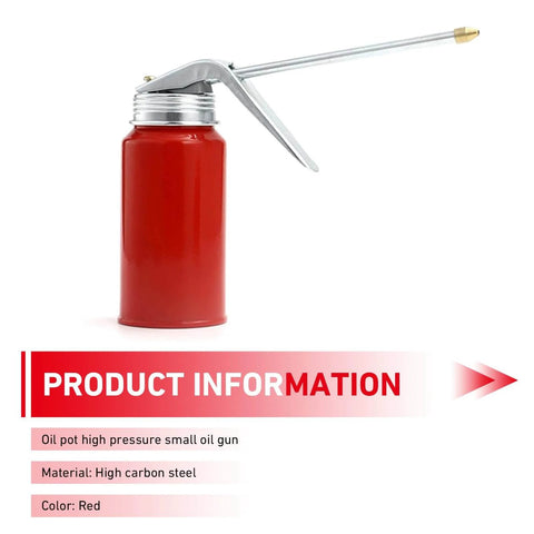 Two Pack Metal Hand Pump Oil Can For Cars And Motorcycles, 200 Ml Universal Motor Oil Dispenser, Red Finish, Leak Resistant Design
