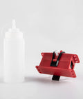 All Models Motorcycle Chain Cleaning Kit with lube device, brush gear cleaner tool in red finish, easy maintenance accessory.