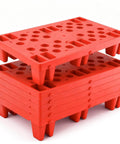 Red 6 Pack Plastic Pallets Lightweight Nestable Polyethylene Floor Pallets With Moisture Proof Mesh Surface For Air Circulation