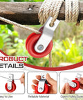 Red Fiberglass Reinforced Nylon Pulley Pack 50 Pieces For Baseball Batting Cage Netting Cable System Replacement Parts shown in use