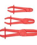 Three Pack Hose Pinch Off Pliers In Red Nylon For Automotive Fuel Line Clamps And Brake Radiator And Coolant Hoses Heat Resistant And Nonconductive Clamp Tool Set