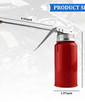 Car Oil Can Pump Oiler 200 Ml High Pressure Cold Rolled Steel Spray Gun With Spout in red, showing dimensions