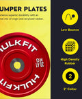 Two Inch Olympic Rubber Bumper Weight Plates With Shock Absorption For Barbells Beefy Multi Color 45 Pound Plate