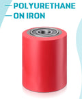 Red polyurethane on steel wheel from 12 pcs pallet jack load wheels full set, 3 x 3.75 inch, includes 20mm ID bearings.