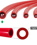 Pex A Tubing 1 Inch 100 Ft Coil Red Non Barrier Flexible PEX Pipe for potable water with various diameter sizes shown