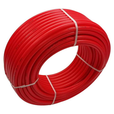 Roll of Three Quarter Inch 500 Foot PEX Tube Radiant Floor Heating Red EVOH Coated High Pressure Pipe