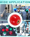 Four Piece Threaded Ball Knobs M5 x 20mm Phenolic Plastic Ball Handles For Machine Levers DIY Projects Red includes close-up and in-use images