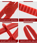 Close-up of red Three Size Hose Pinch Off Pliers Set Straight Clamp Pliers for fuel line with non-slip handle and smooth jaws.