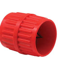 Pro Grade Pipe And Tubing Reamer For Burr Removal And Smooth Edges On Tubing From One Eighth Inch To One And Five Eighths Inch Diameter In Red Durable Plastic Body Prime-Line RP77271 Single Pack, front view
