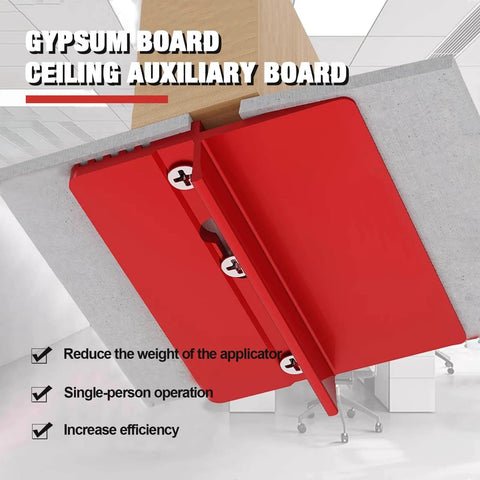 ✝️ 2 Pieces Roof Plaster Positioning & Fixing Board in red, supporting drywall ceiling, enhances single-person operation efficiency.