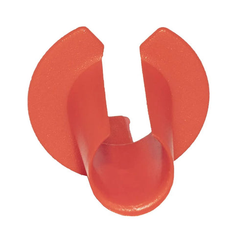Anti Short Bushings For Flex Conduit ProConnex 02 55037L red plastic fitting, protects conductors from sharp edges, close-up view.