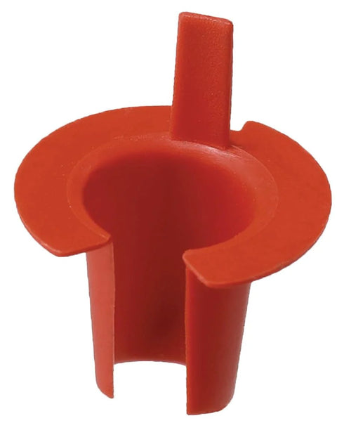 Red plastic Anti Short Bushing for Flex Conduit ProConnex 02 55037L, protects conductors from sharp edges in AC and FMC