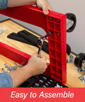 Assembling the red ✝️ Plastic 4-Wheel Furniture Dolly with Steel-Reinforced Frame and 4-Inch 4-Way Swivel Casters, 1200 Lbs Capacity.