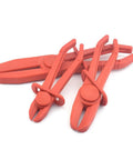 Three Pack Plastic Hose Pinch Off Pliers Set For Automotive Hoses And Fuel Lines Red Plastic Line Clamp Pliers shown in different sizes.
