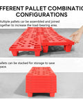 Red 6 Pack Plastic Pallets Lightweight Nestable Polyethylene Floor Pallets With Moisture Proof Mesh Surface stacked and combined