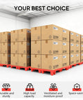 Red 6 Pack Plastic Pallets Lightweight Nestable Polyethylene Floor Pallets With Moisture Proof Mesh Surface For Air Circulation