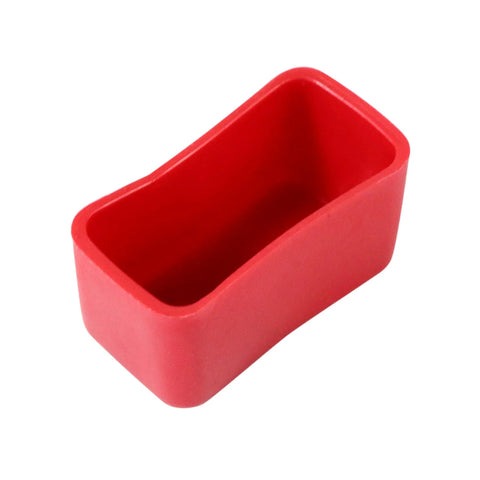 Red plastic end cap for strut channels, fits 13/16 and 7/8 inch tall channels, part of a 10 Pack Red Plastic Strut Channel Caps set.