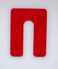 Red one-eighth inch plastic U shim from Plastic U Shims Variety Pack Blue One Sixteenth Inch Red One Eighth Inch Black One Quarter Inch Shims In Three By Four Inch Size Ten Pieces Each For A Total Of Thirty Color Coded Alignment Spacers For DIY Furniture Appliances And Automotive