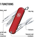 Victorinox Swiss Army Classic SD Pocket Knife Red Ultra Compact Seven Function Tool With Small Blade Scissors Nail File With Screwdriver Tweezers And Toothpick Perfect For Everyday Tasks And Travel