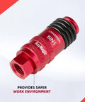 Five In One Universal Quick Connect Air Coupler For 1/4 Inch Female NPT, red body, six ball release sleeve, industrial hose fitting