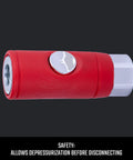Side view of Push Button Air Coupler Female 1/4 Inch NPT Quick Disconnect for Industrial and Automotive Air Lines, red body