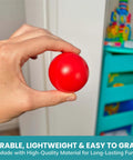 Person holding red ball from set of 6 replacement balls compatible with VTech Pop-a-Balls, Push and Pop Bulldozer toys