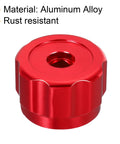 Red aluminum alloy knob from Round Wheel Handle Set 2 Pack Aluminum Alloy Replacement Knobs For Faucets And Refrigerant Manifold Gauges.