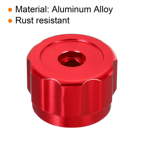 Red aluminum alloy knob from Round Wheel Handle Set 2 Pack Aluminum Alloy Replacement Knobs For Faucets And Refrigerant Manifold Gauges.