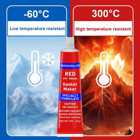 340G RTV Silicone Gasket Maker Red Sealant For High Temperature Gaskets shown with temperature range -60°C to 300°C