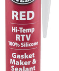 Red High Temperature RTV Silicone Gasket Maker And Sealant For Auto Shop Boat And Heavy Machinery With Pro Grade Performance Continuous Up To 550 F And 650 F Intermittent Heat 10.3 Ounce Tube front view