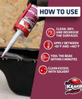Red RTV Silicone Gasket Maker Sealant, Heavy Duty Automotive Grade, Oil Resistant And Heat Safe Up To 600F, applied on surface