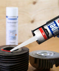 Heavy Duty High Temp RTV Silicone Gasket Maker And Sealant For Auto And Machinery That Handles Serious Heat From 104 Degrees Fahrenheit To 572 Degrees Fahrenheit Red 10.2 Oz Gasket Sealing Adhesive For Engines And Exhaust being applied to machinery