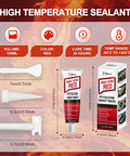 Red High Temperature RTV Silicone Gasket Maker Sealant with applicator, nozzle, and box for engines and automotive parts use, oil resistant